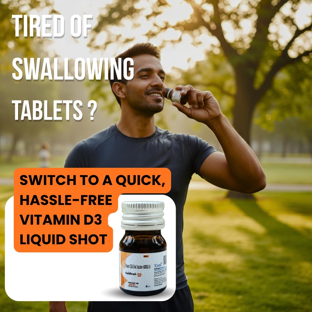 Knoll Healthcare Caldinol-D3 Cholecalciferol Vitamin D3 60000 IU Sugar Free Nano Shots Once in a Week - 5ML x 4 Nano Shot (Pack Of 2)