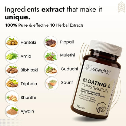 BeSpecific Bloating & Constipation Care Capsules (60) | Ayurvedic Digestive Formula with Natural Extracts | Supports Relief from Gas, Bloating, Indigestion & Irregular Bowel Movement | Gut Health Support