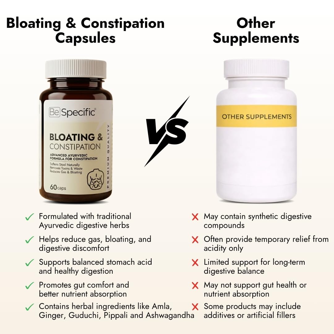 BeSpecific Bloating & Constipation Care Capsules (60) | Ayurvedic Digestive Formula with Natural Extracts | Supports Relief from Gas, Bloating, Indigestion & Irregular Bowel Movement | Gut Health Support