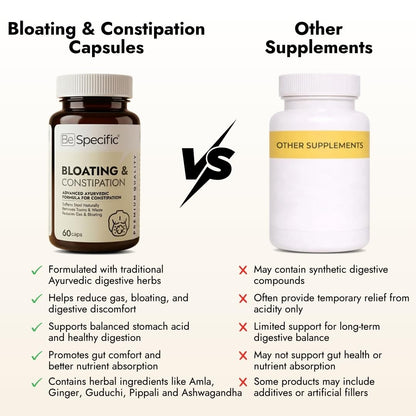 BeSpecific Bloating & Constipation Care Capsules (60) | Ayurvedic Digestive Formula with Natural Extracts | Supports Relief from Gas, Bloating, Indigestion & Irregular Bowel Movement | Gut Health Support