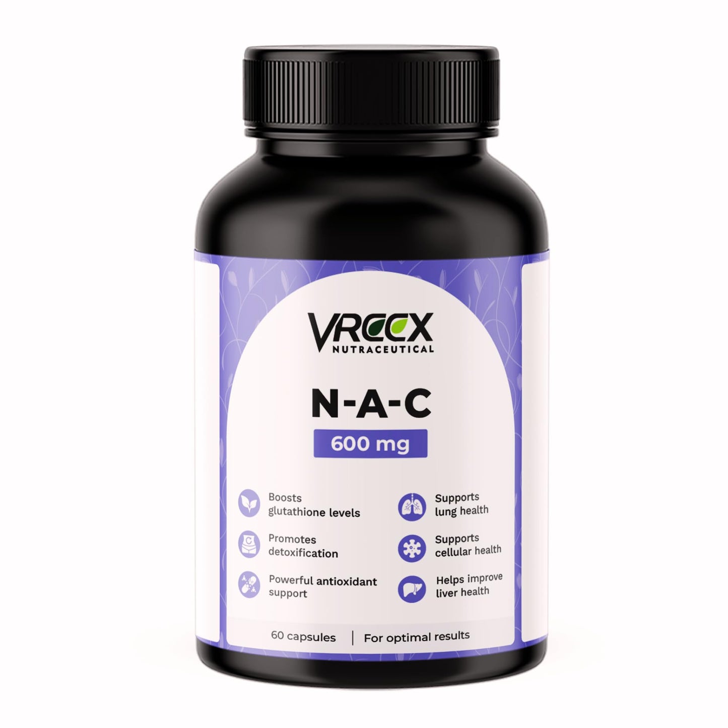 VREEX NAC 600 mg | N-Acetyl Cysteine Supplement | Supports Antioxidant Activity, Liver Health & Respiratory Wellness | 60 Capsules