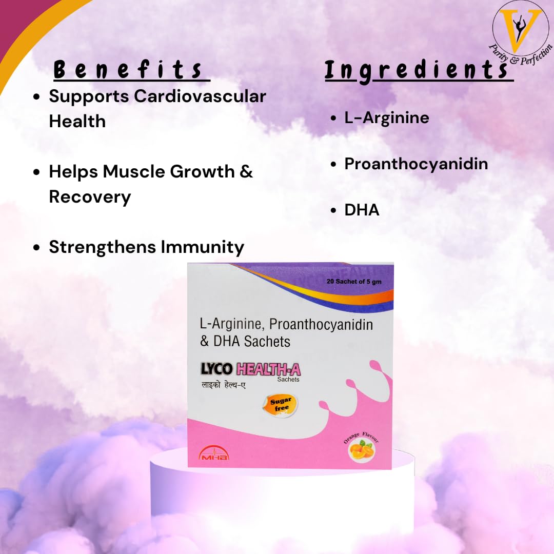 Virgo Healthcare Lyco Health-A, L-Arginine, Sugarfree (20 Sachets)