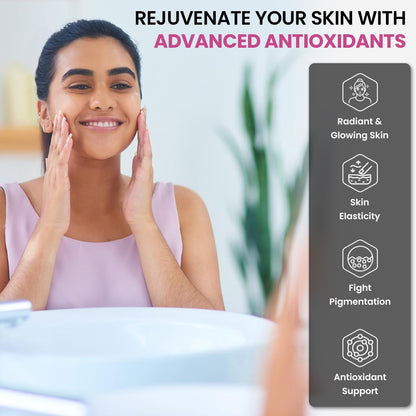 NATURYZ High Potency L-Glutathione 1000mg per serving Glow Supplement for Women & Men | Highest 11 Nutrients | Skin Peptide Complex for Depigmentation | Antioxidant Blend | Glutathione Builder for Radiant & Brightening Skin - 30 Tablets