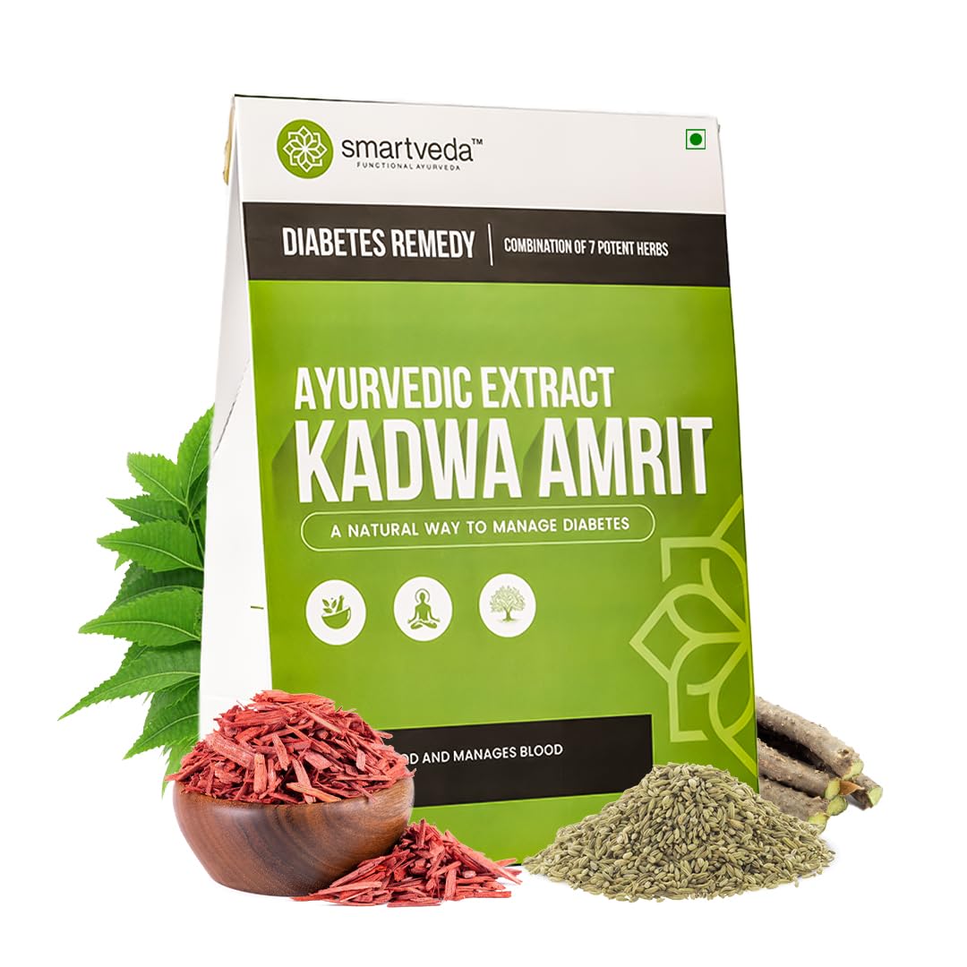 Smartveda Kadwa Amrit - Ayurvedic Diabetes Powder with 7 Potent Herbs | Manage B