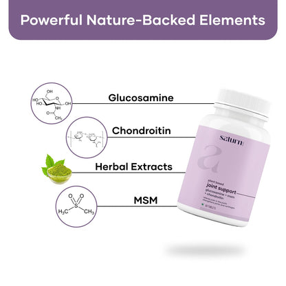 Saturn by GHC Plant Based Joint Support Tablet - 60 Tablet (Pack of 1) | With Glucosamine, Chondriotin, MSM Supplements & Herbal Extract for Strengthening Joints