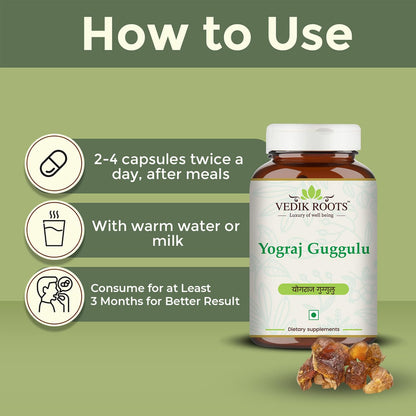 Vedikroots Yograj Guggulu - Ayurvedic Supplement For Joint Pain | Relief From Joint Discomfort | For Swelling & Stiffness | 60 Tablets (Pack of 1)