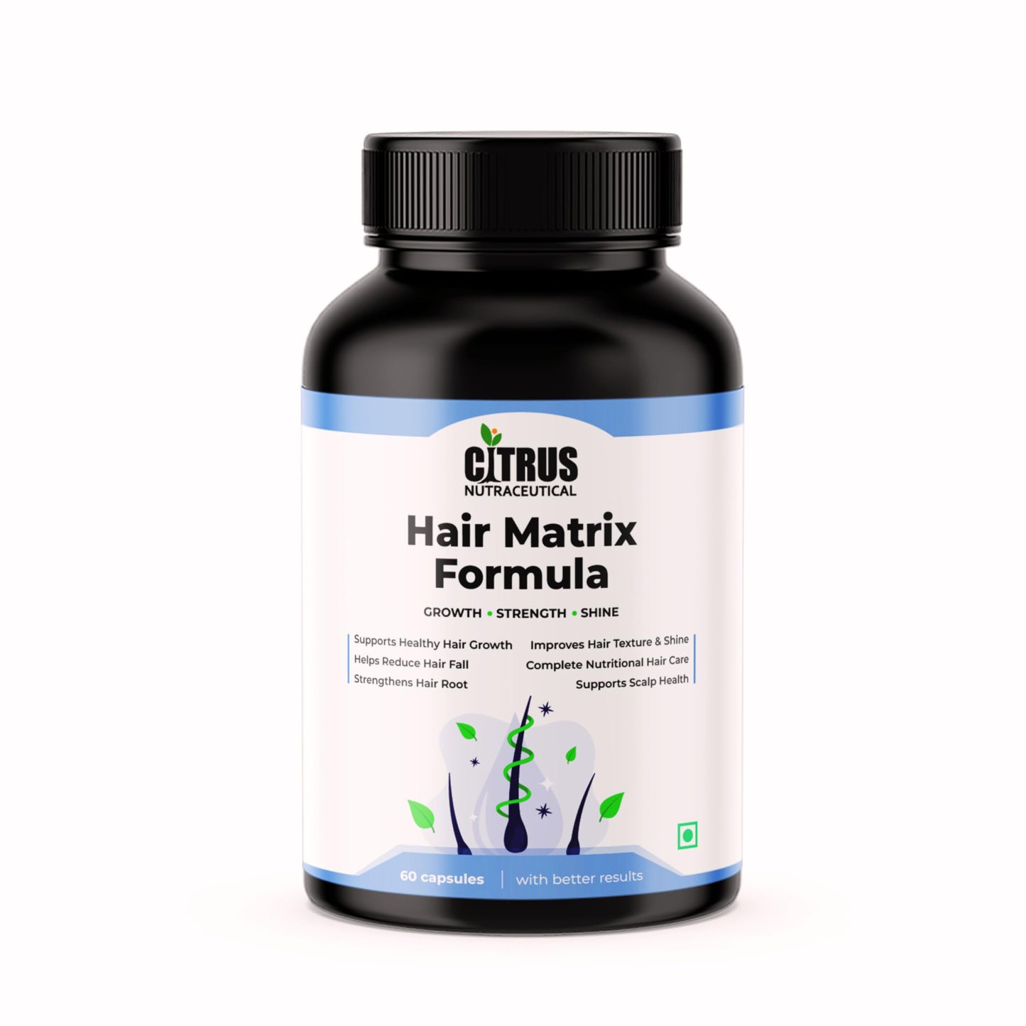 CITRUS NUTRACEUTICAL Hair Matrix Formula, Advanced Growth Supplement with DHT Blockers, Nutrients & Vitamins, Absorption Enhancer, 60 Count