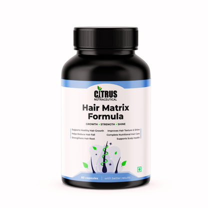 CITRUS NUTRACEUTICAL Hair Matrix Formula, Advanced Growth Supplement with DHT Blockers, Nutrients & Vitamins, Absorption Enhancer, 60 Count