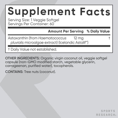 Sports Research Astaxanthin (Highest Potency) 12Mg Per Veggie Softgel W- image 5