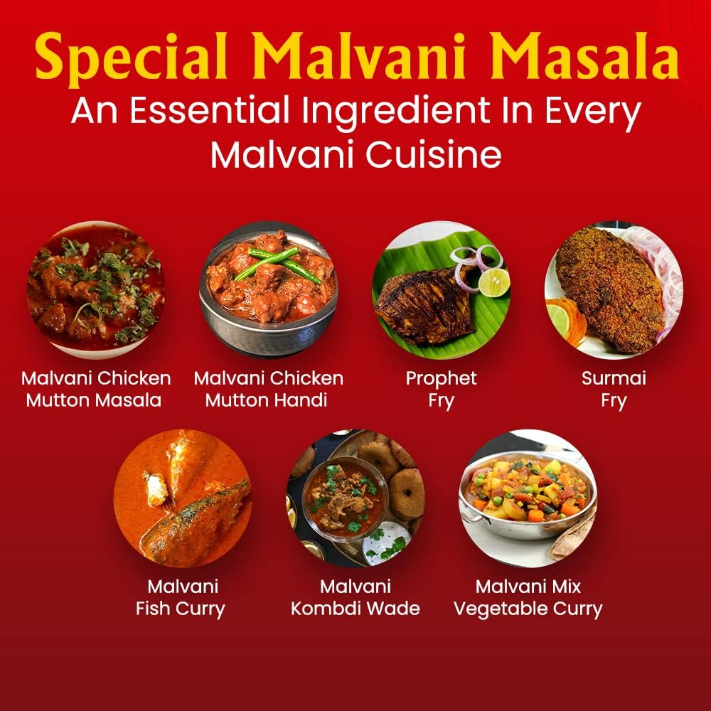SRV SPICES Special Malvani (Malwani) Masala | Perfect for Seafood | Crafted with 24 Handpicked Ingredients | Rich, Aromatic Flavor from 57 Years of Expertise | Traditional Maharashtrian Masala | 100g Pack
