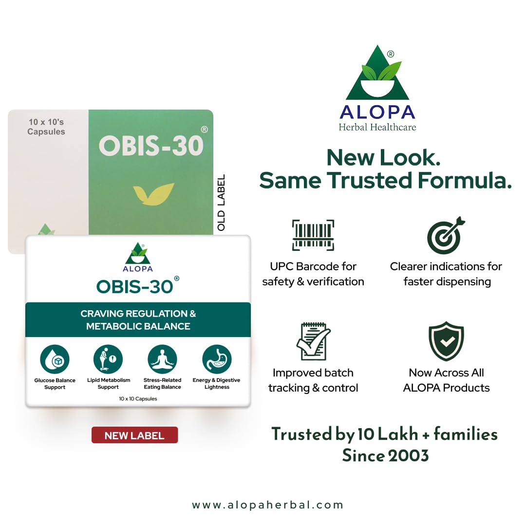 Alopa Obis-30: 10x10 Capsules – Natural Craving Control & Metabolic Reset | Reduces Sugar & Carb Cravings | Supports Mindful Weight Management, Energy & Mental Clarity | 100% Ayurvedic, Non-Addictive, Zero Side Effects