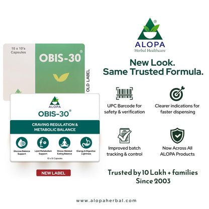 Alopa Obis-30: 10x10 Capsules – Natural Craving Control & Metabolic Reset | Reduces Sugar & Carb Cravings | Supports Mindful Weight Management, Energy & Mental Clarity | 100% Ayurvedic, Non-Addictive, Zero Side Effects