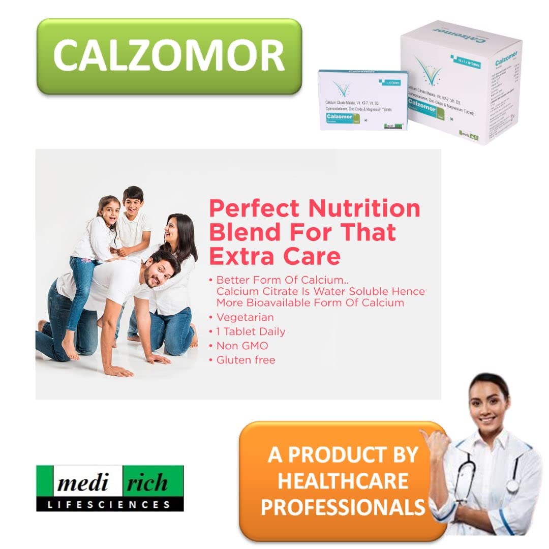 Calzomor | Calcium Magnesium & Zinc Tablets with Vitamin D3, Calcium Supplement for Women and Men, For Bone Health & Joint Support, 20 Tablets (Calcium tablets with Vitamin d)