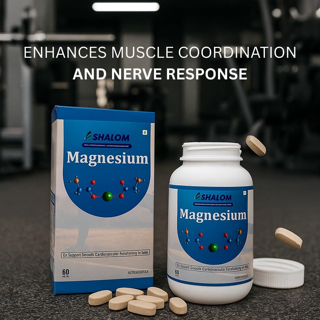 Shalom Pharmaceuticals Magnesium Glycinate (2000 mg, 100% RDA) | Better Sleep Quality & Muscle Recovery | High Absorption Chelated Magnesium | 60 Tablets