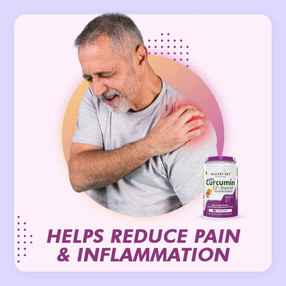 HealthyHey Nutrition Curcumin with Bioperine 1310mg (Ultra Pure) | 90 Vegetable Capsules with Piperine