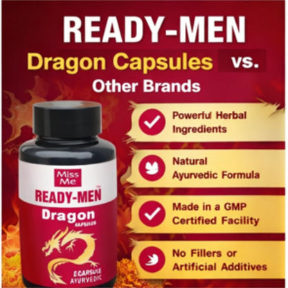 Miss Me Ready-Men Dragon Capsules | Ayurvedic Herbal Supplement for Men | 60 Capsules | Traditional Ayurvedic Formula For male wellness and performance