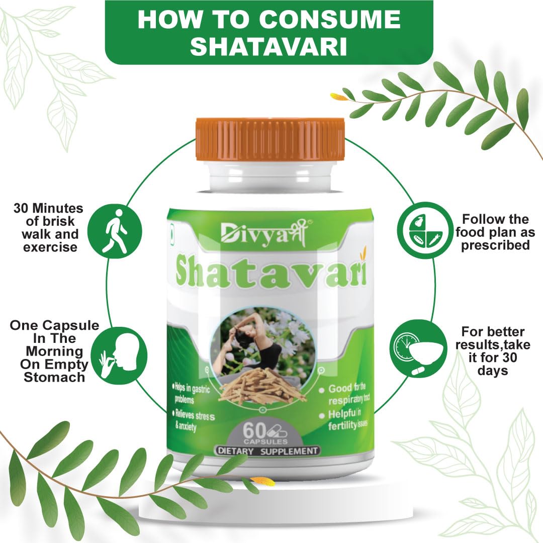 Divya Shree Shatavri Capsule Helps Boosts Health and Vitality For Women | Hormonal Balance | Good for PCOD/PCOS | Restore Stamina and Energy