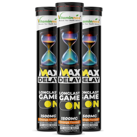 Vitaminnica Max Delay 20 Effervescent Tablets – Stamina & Performance Support | Long Lasting Energy Formula | Men's Vitality & Endurance Booster | Fast Absorption Fizzy Tablets | Premium Wellness Supplement (Pack of 3)