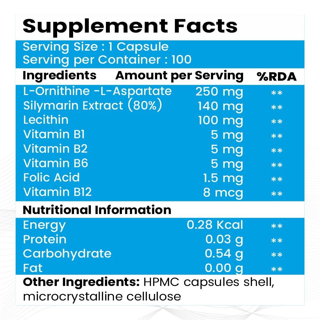 Raskam Liver Detox Supplement - Natural Detoxification Formula - Milk Thistle - Digestive Enzymes - Supports Liver - Fit Health Fatty Liver Care - Body Detox Support - 100 Capsules