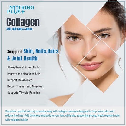 NutrinoPlus 100% Veg Collagen Builder | Plant Based Collagen Support Supplement for Skin & Hair (pack of, 60)