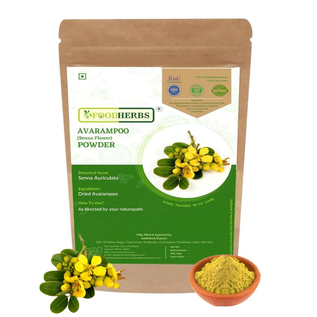 Foodherbs Avarampoo Powder | 200g | Pure Senna Flower Powder for Skin Glow, Body