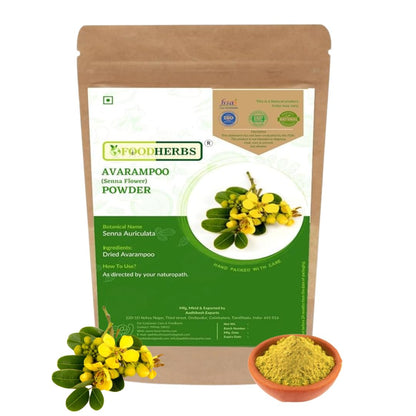 Foodherbs Avarampoo Powder | 200g | Pure Senna Flower Powder for Skin Glow, Body