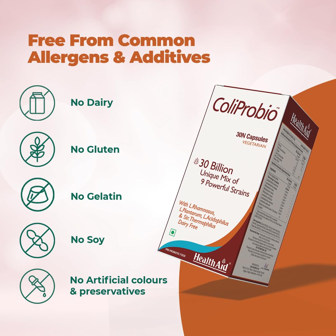 HealthAid ColiProbio 9 Strain Probiotic Supplement for Gut Health Suppo- image 5