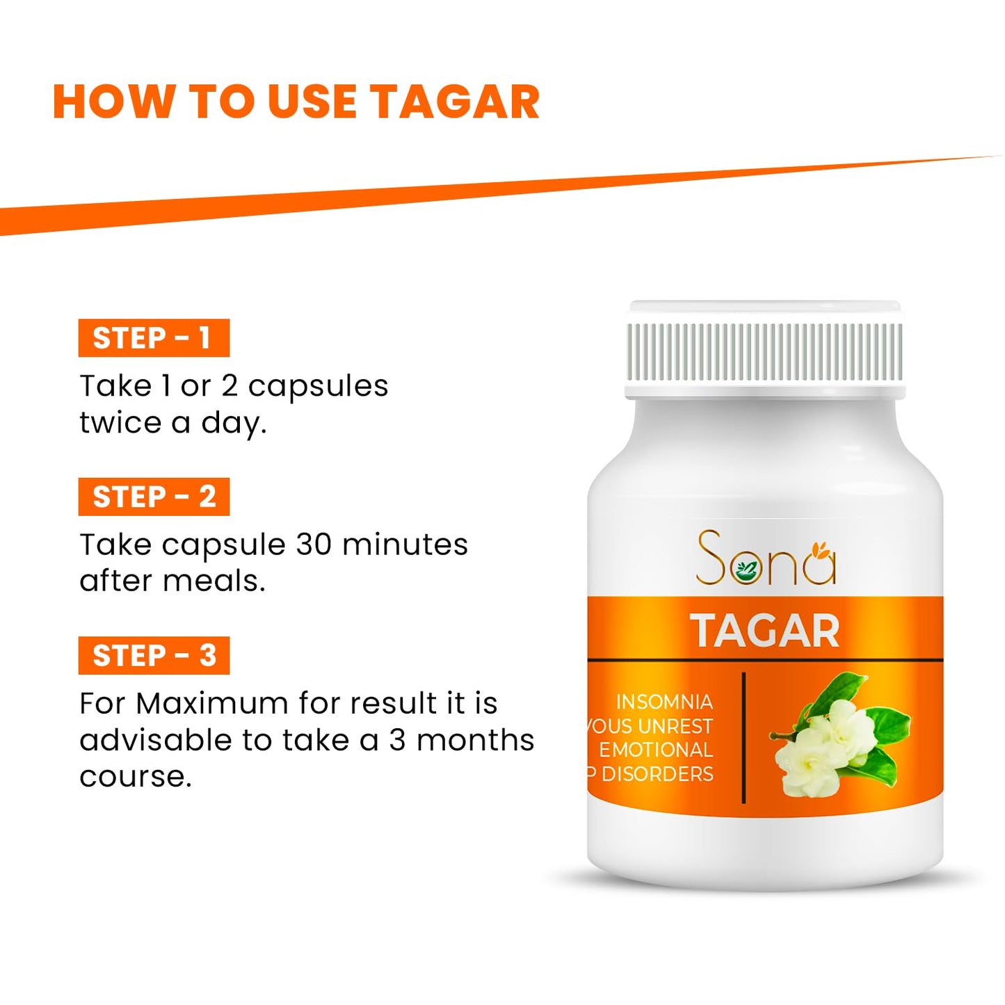 Sona Healthcare Ayurvedic Tagar Capsule for Quality Sleep (60 Cap)
