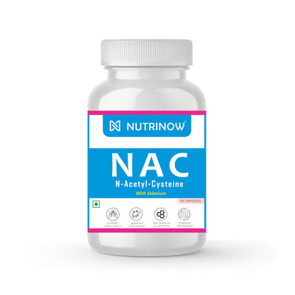Nutrinow N-Acetyl Cysteine (NAC) 600 mg with Selenium | Antioxidant Supplement for Lung Health, Liver Support & Cellular Wellness | NAC Capsules for Daily Detox & Immune Support | 60 Capsules