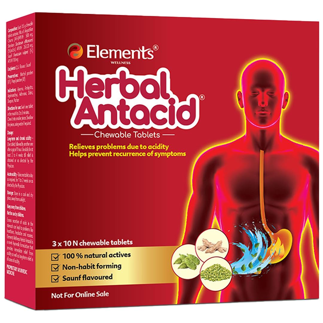 Kirti Health Care Herbal Antiacid Chewable Tablets | 100% Natural Herbal Chewable Tablets for Daily Routine Use 3 x 10 Tablets Pack