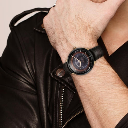 Titan analouge Caleum Sun Moon Phase in Seinna Brown - Stellar Edition- image 3