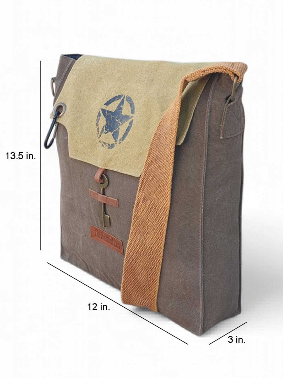 The House of tara Sturdy Cotton Canvas Messenger Bags for Men and Women | With two Magnetic Snap Buttons Flap Closure, Adjustable Body Strap & Multiutility Lobster Hook (Brown Beige)