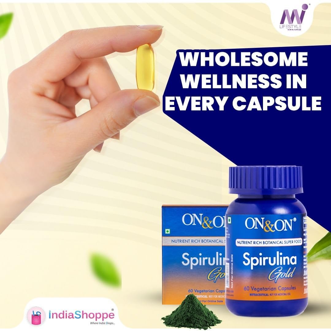 On n On Spirulina Gold 60 Vegetarian Capsules, Elements Wellbeing Spirulina Gold 60 Vegetarian Capsules