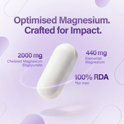 Revital Magnesium Bisglycinate | Chelated |100% RDA | 440mg Elemental Magnesium| 13% Higher Absorption| Scientifically crafted for both men & women | 2.5X Higher Bioavailability | Muscle Recovery & Stress Relief | Restful Sleep Support | 60 Tablets