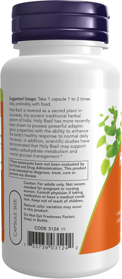 NOW Foods, Holy Basil Extract 500 mg, 90 Veg Capsules (Pack of 2)- image 3