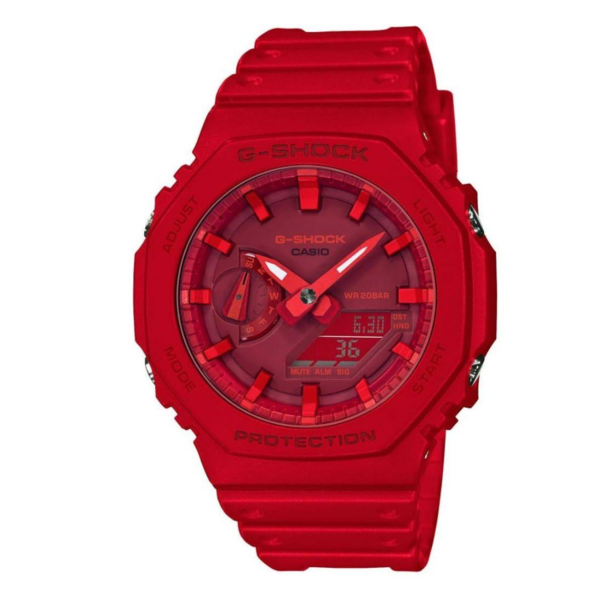 Casio G-Shock GA-2100-4ADR Analog-Digital Red Dial Men Watch Red Resin Strap (G988)