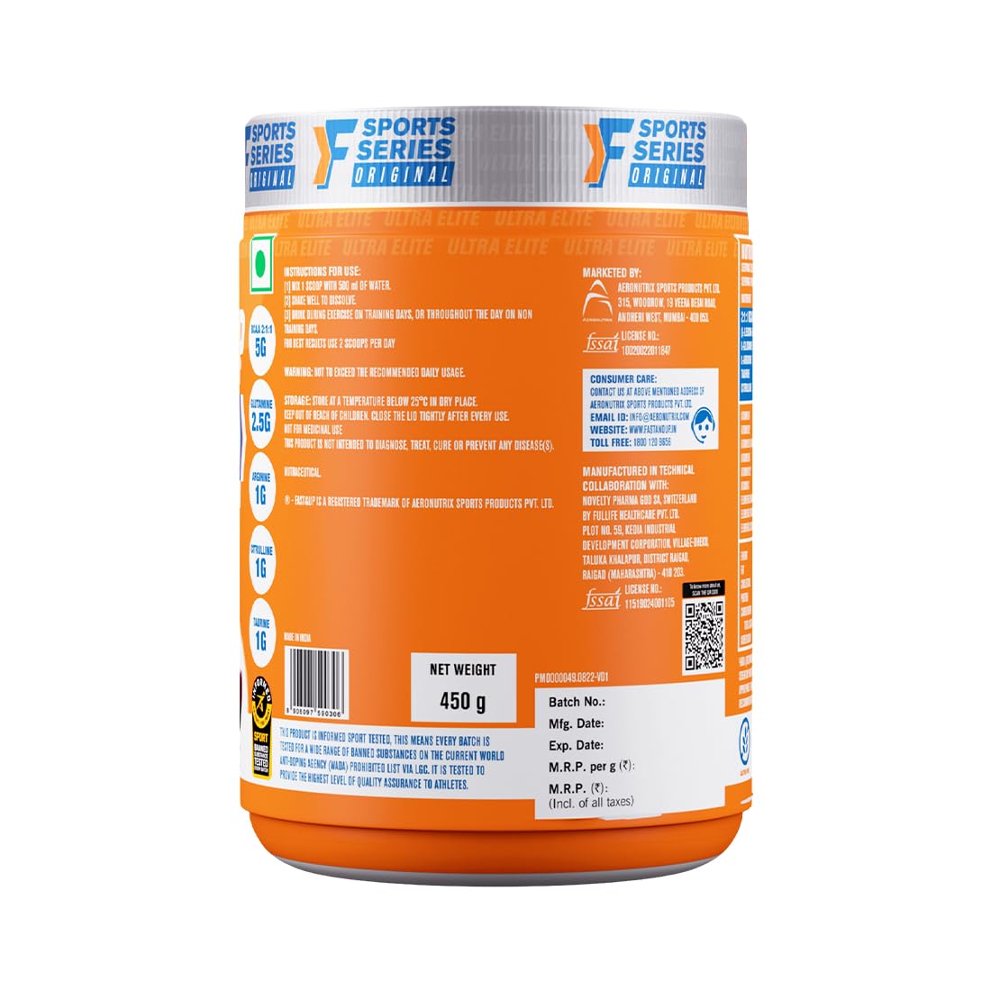 Fast&Up BCAA Advanced - 450 Gms, 30 Servings, (Cola Flavour)- image 2