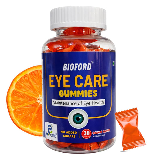 Bioford Eye Defense Gummies with Lutein & Zeaxanthin | Reduces Digital Strain | Orange Flavour 30 Gummies | Eye Vision Support Supplement for Men & Women | Natural 11 Ingredients