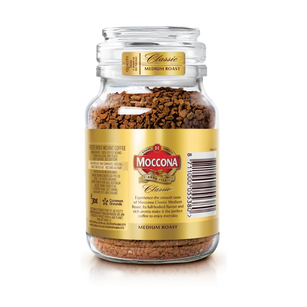 Moccona Classic Medium Roast Instant Coffee 100g | Imported Coffee | Premium Arabica & Robusta Blend | Freeze-Dried | Bold & Strong Flavor