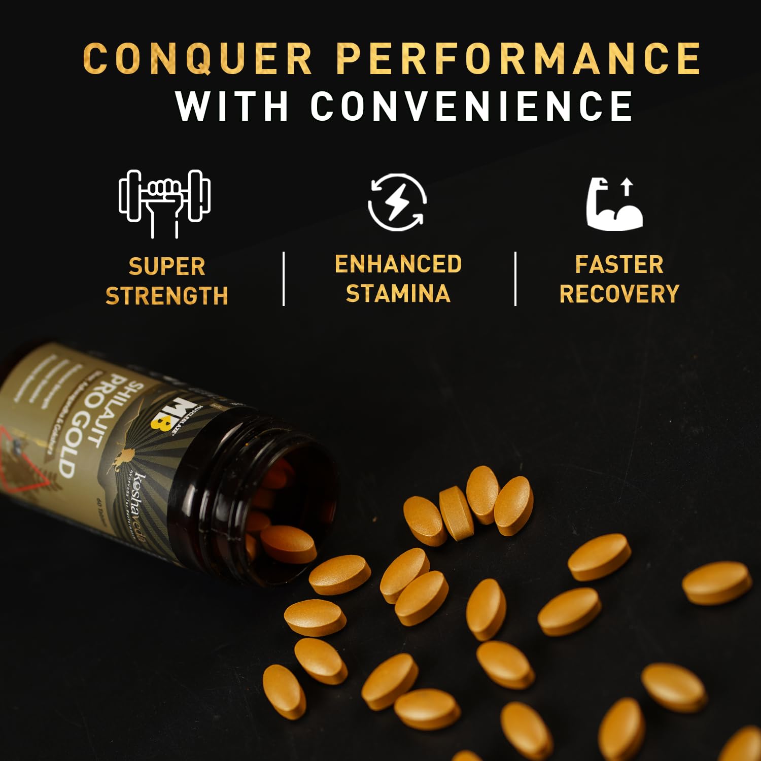Koshaveda Shilajit Pro Gold by MuscleBlaze (60 Tablets) | Fortified wit- image 6