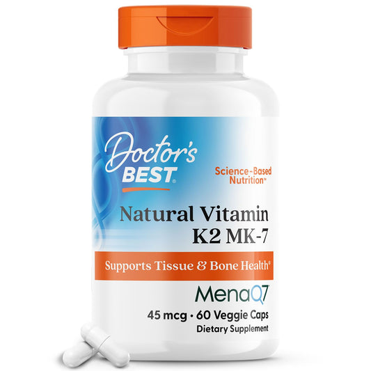 Doctor's Best Natural Vitamin K2 MenaQ7 Vegetable Capsules, 60-Count