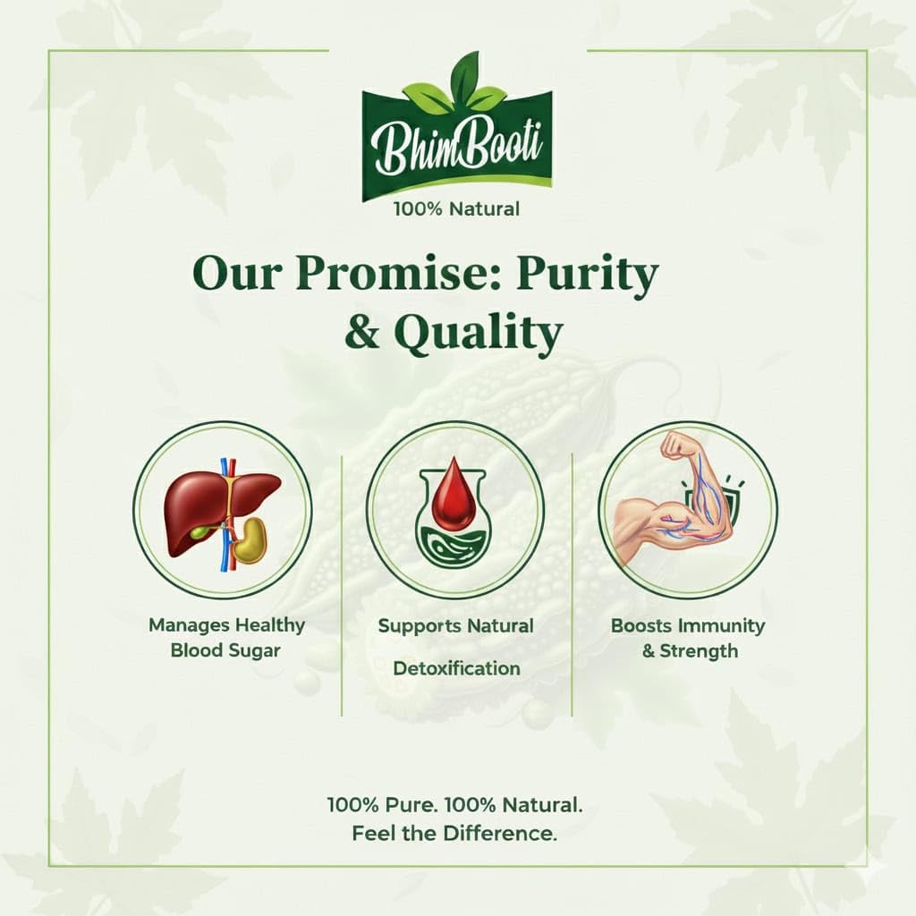 BhimBooti 100% Natural Karela Powder | Pure Herbal Ayurvedic Supplement for Face Pack, Skin, Blood Sugar Management, Liver Health & Digestion | Rich in Antioxidants & Nutrients & Detox – 100g