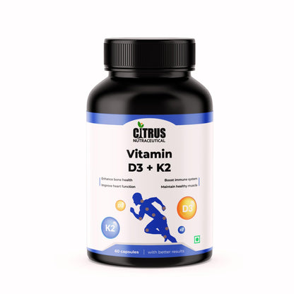 CITRUS NUTRACEUTICAL Vitamin D3 600IU with K2 MK7 55 mcg | For Bone, Calcium Absorption & Heart Health - 60 Veg Capsules