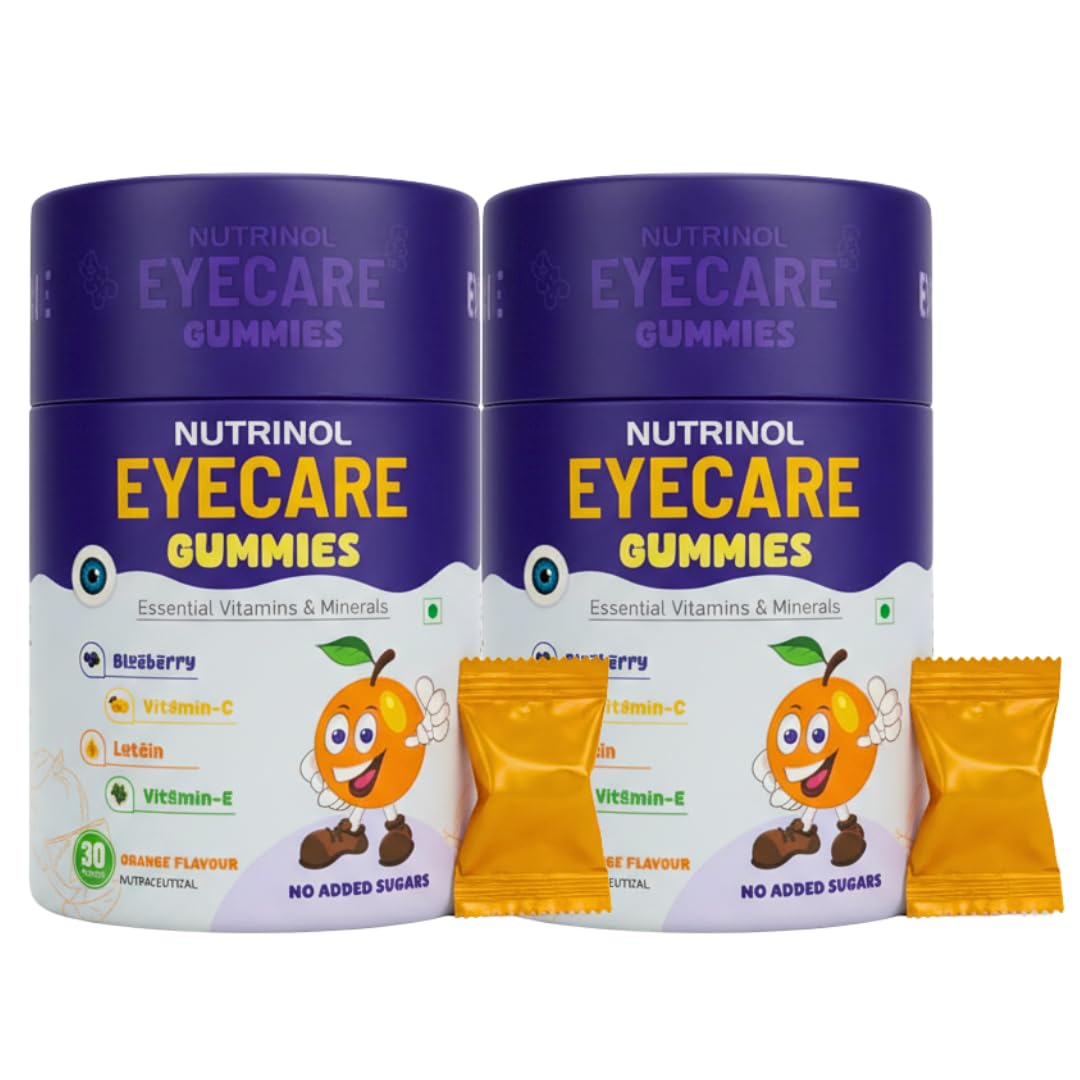 Knoll Healthcare Nutrinol Eye Defense Gummies with Lutein & Zeaxanthin | Reduces Digital Strain | Orange Flavor 30 Gummies | Eye Vision Support Supplement for Men & Women | Pack Of 2