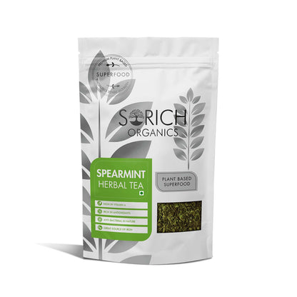 Sorich Organics Spearmint Herbal Tea - 50 gram Caffeine Free Mint Tea helps in Digestion, Hormonal Balance, PCOS,PCOD, Weight Management & Reduces Facial Hair | 50 gm
