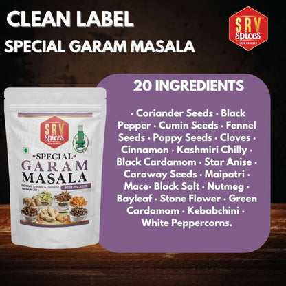SRV Spices Special Garam Masala | Strong & Aromatic Khada Masala Blend | Iron Pounded All-Rounder Masala | Reusable Pouch Packaging (250g)