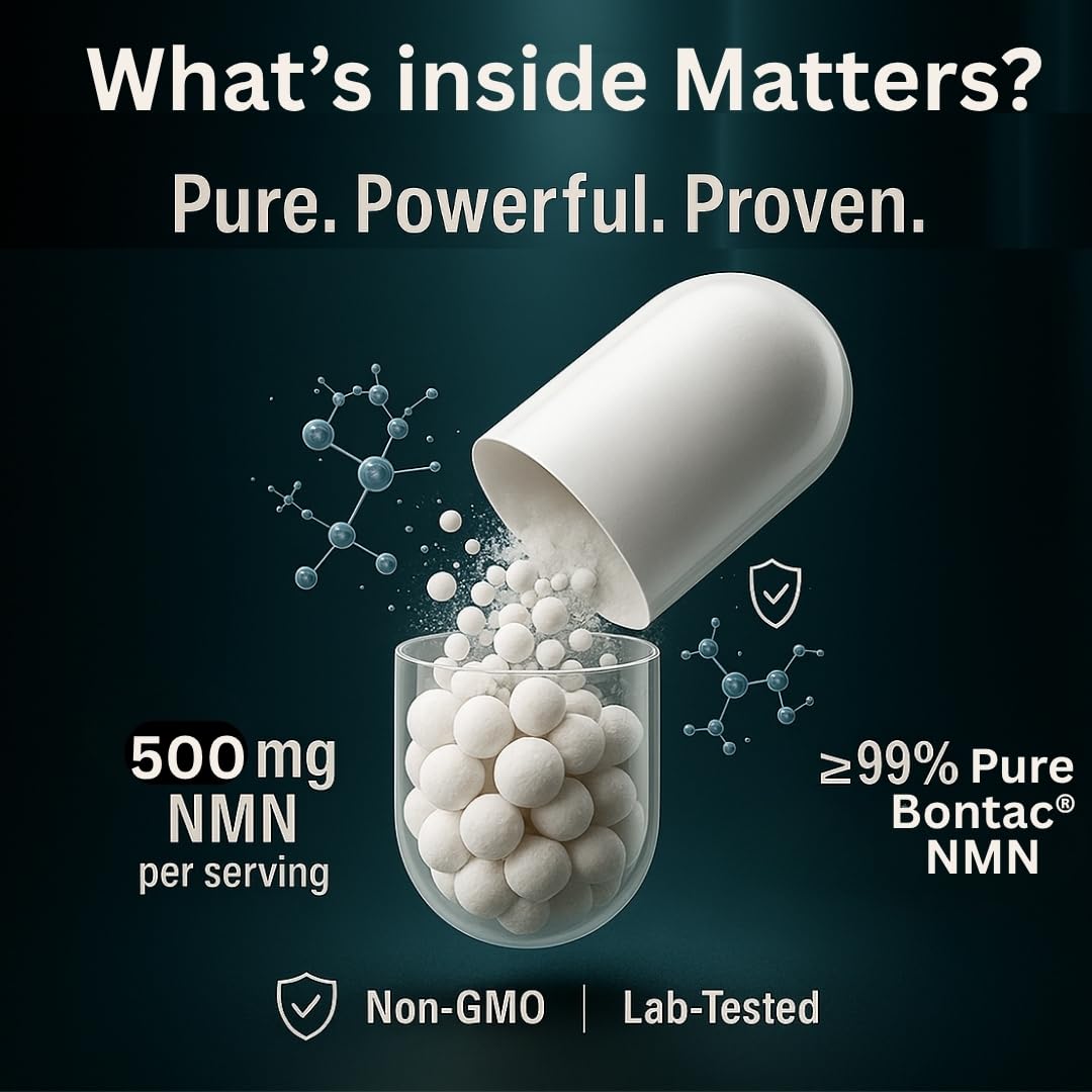 BVERGE® NMN Supplement 500mg |100% Purity | BONTAC Pro NMN World's Most Trusted & Trusted by Experts | Healthy Ageing | Repair Cells | Enhance Muscle | Neuro Function (500MG 30 Capsules)