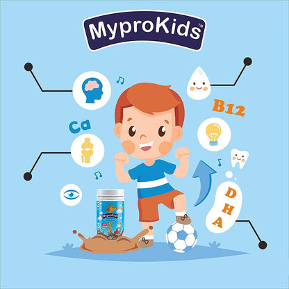 Mypro Sport Nutrition Protein Drink Powder Mypro Kids Grow And Gain (3 Benefits Active+ Strong+Smart For Kids) Drink Supplement Powder for Growing Children- 400 Gm
