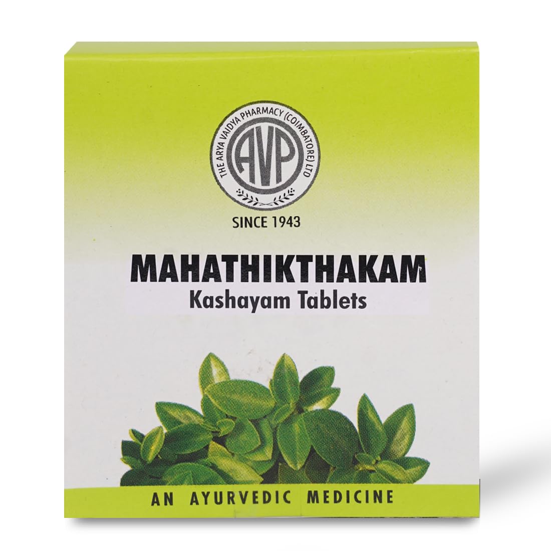 AVP Mahathikthakam Kashayam Tablet 100 Nos, Skin Health, Pacifies Aggravated Pitta Dosha and Helps Relieve Digestive Disorders, Unique Blend of Ayurvedic Herbs