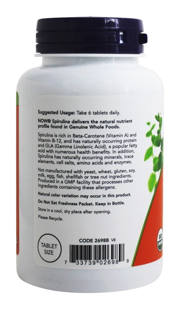 Now Foods Spirulina Natural 500mg - 200 Tab- image 2